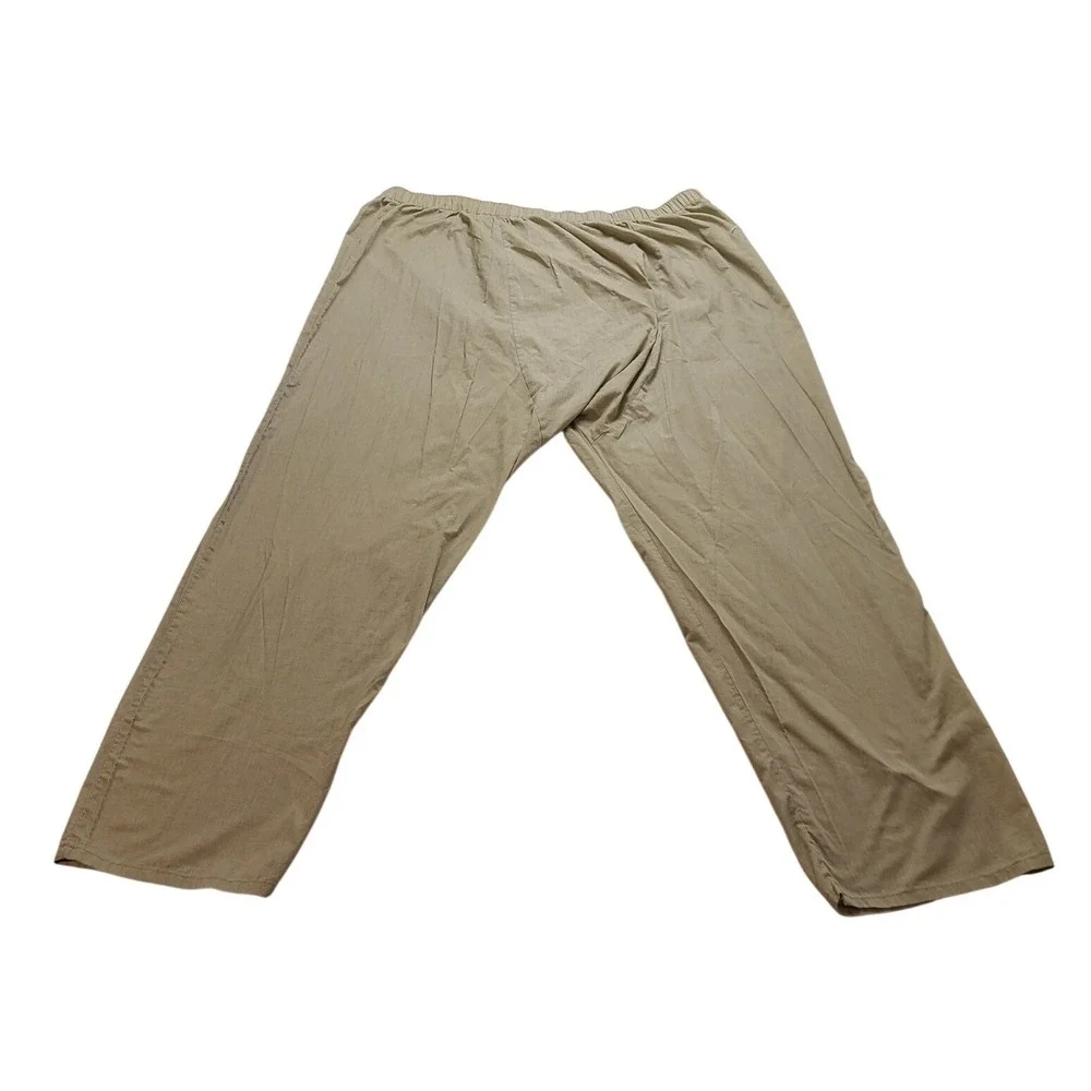 Men's Khaki Tan Pajama Lounge Pants XL 36x28 Elastic Waist Cotton Blend Straight